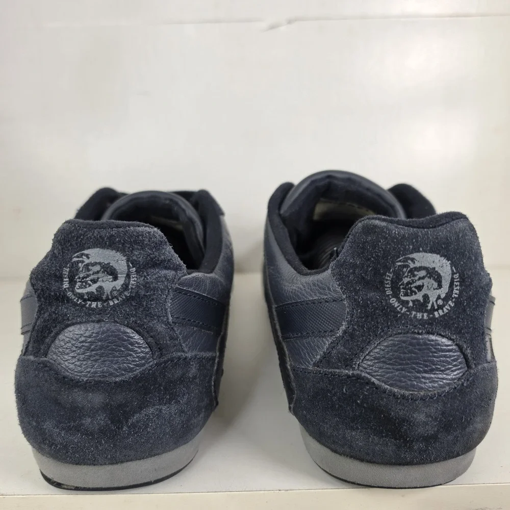 Diesel Eagle Loop Mens Size 12 Navy Blue Leather Sneakers Shoes Y00213 PR313 VTG